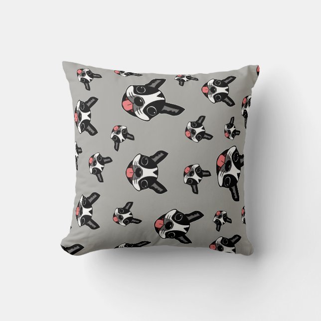 Milo The Boston Terrier Throw Pillow (Front)