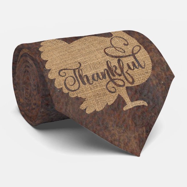 Milo Turkey Thanksgiving Brown Tie (Rolled)