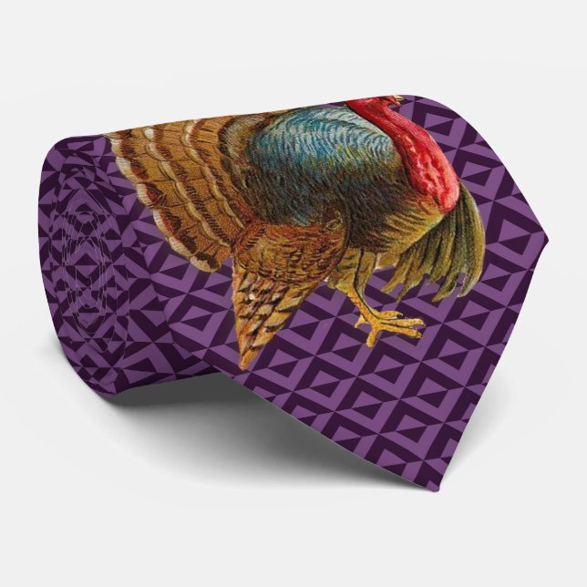 Milo Turkey Thanksgiving Purple Tie (Rolled)