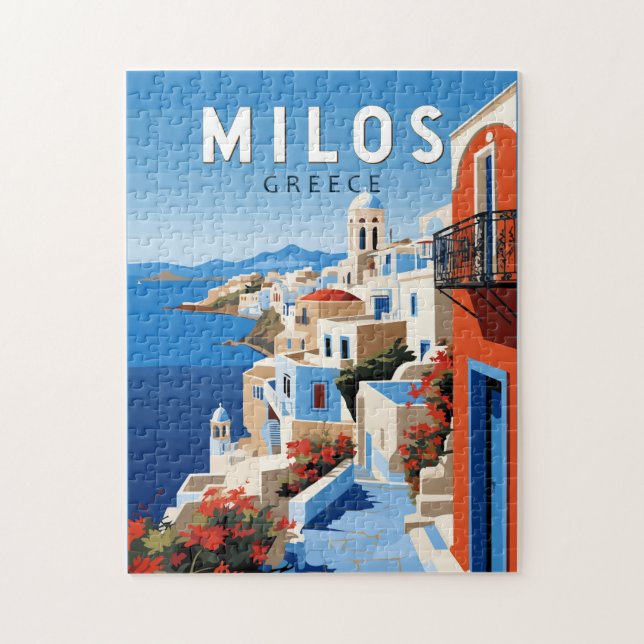 Milos Greece Travel Art Vintage Jigsaw Puzzle (Vertical)