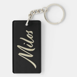 Milos name whitegold key trailer keychain