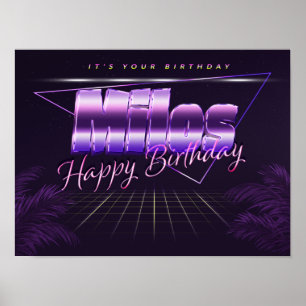 Milos Nom Vorname lila retro Poster Geburtstag