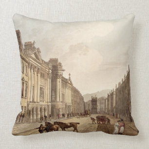 Milsom Street, from 'Bath Illustrated by a Series Throw Pillow
