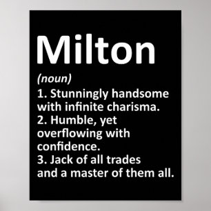 Milton Definition Personalized Name Funny Birthday Poster