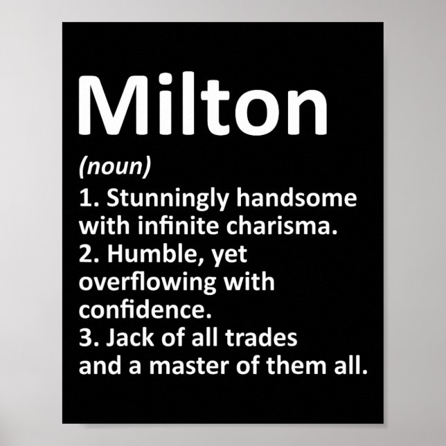 Milton Definition Personalized Name Funny Birthday Poster (Front)