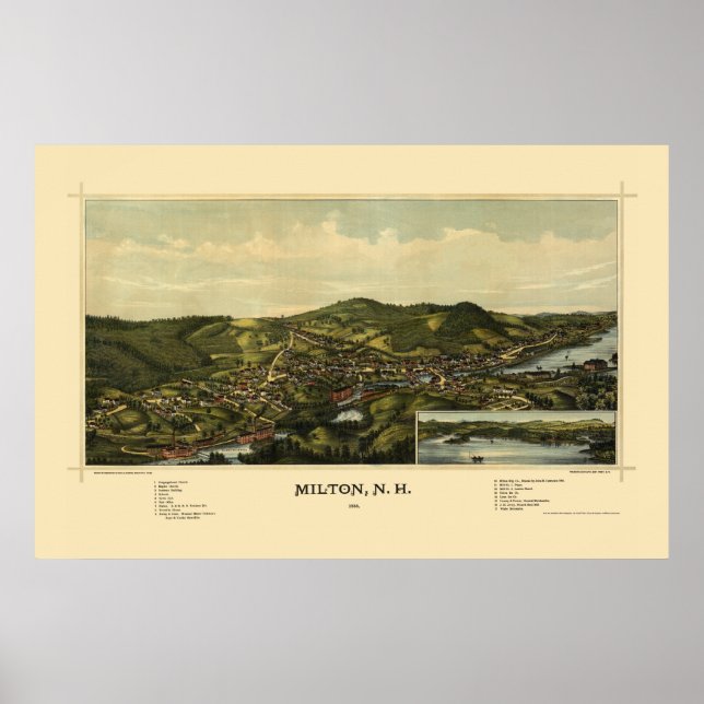 Milton, NH Panoramic Map - 1888 Poster (Front)