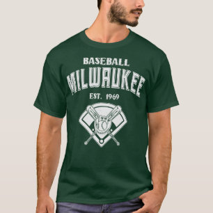 Milwaukee Baseball Est 1969 Vintage White Text T-Shirt