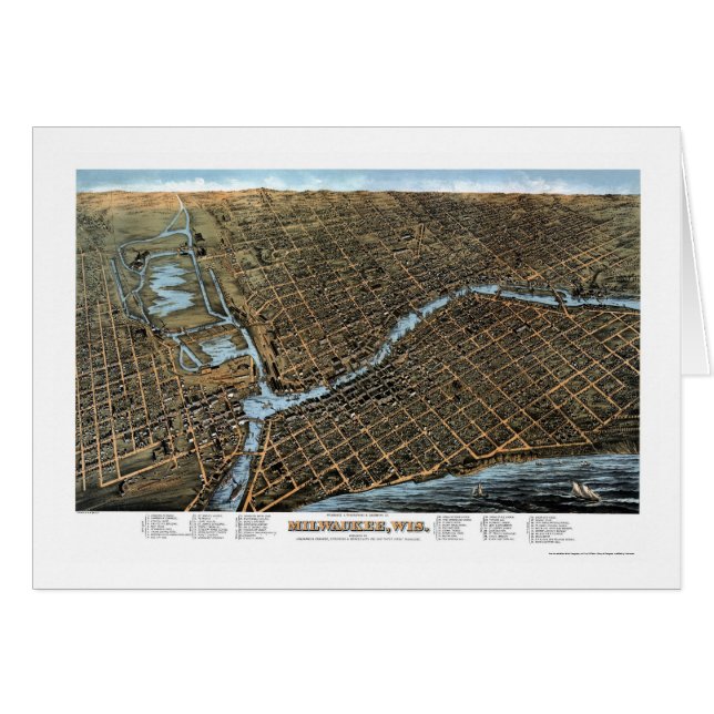 Milwaukee, carte panoramique de WI - 1872 (Devant horizontal)