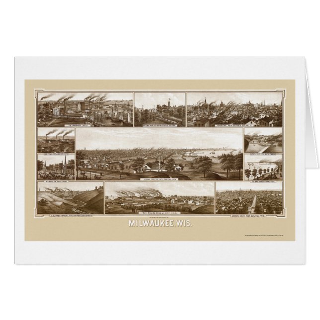 Milwaukee, carte panoramique de WI - 1882 (Devant horizontal)