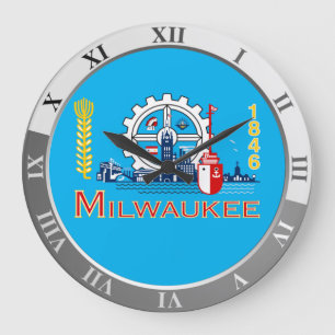 Milwaukee flag Large Clock