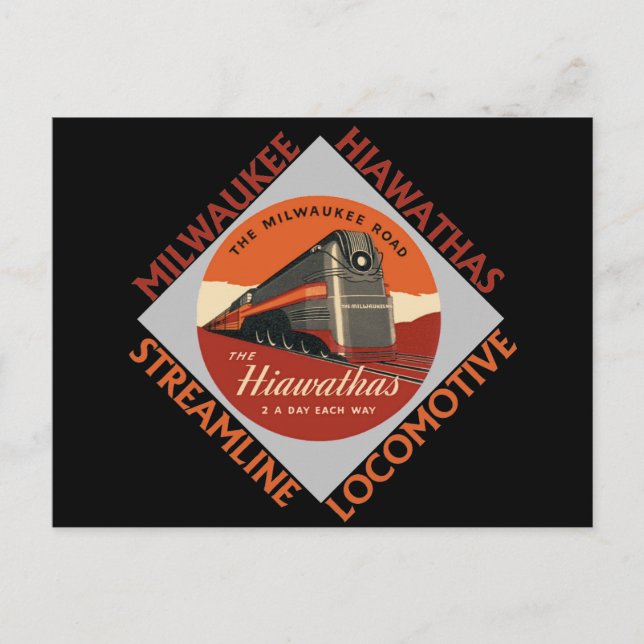 Milwaukee Hiawatha Railroad Postcard (Front)