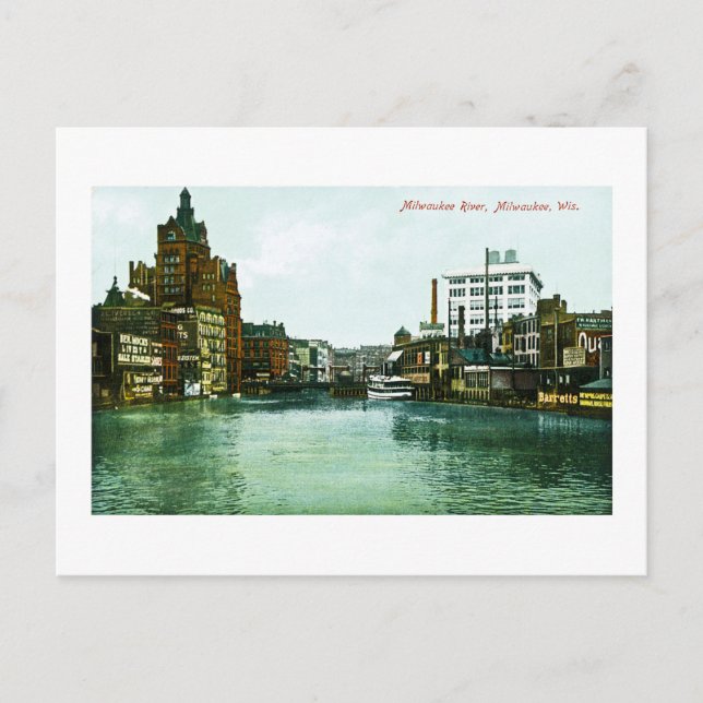 Milwaukee River, Milwaukee, Wisconsin Postcard (Front)