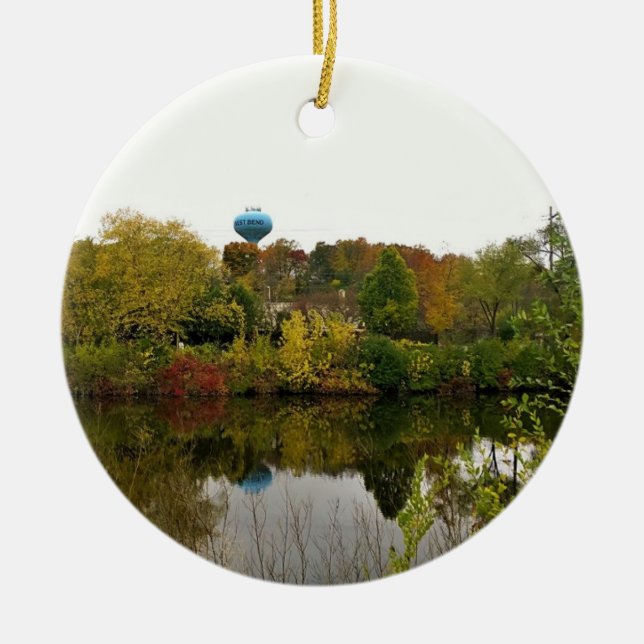 Milwaukee River, West Bend, Wisconsin Ceramic Ornament (Front)