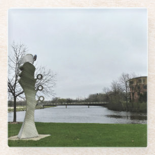 Milwaukee River, West Bend, Wisconsin Glass Coaster