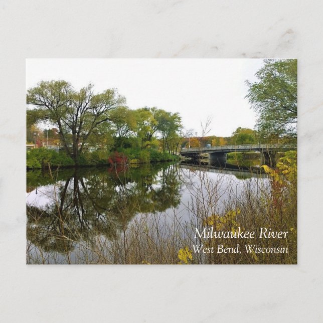 Milwaukee River, West Bend, Wisconsin Postcard (Front)