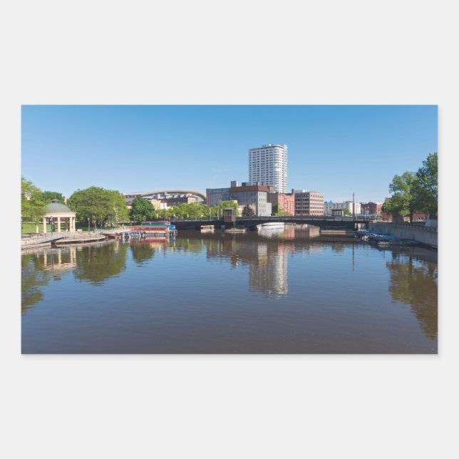 milwaukee riverfront and state street bridge  sticker (Front)