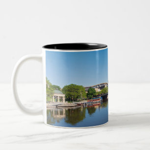milwaukee riverfront and state street bridge  Two-Tone coffee mug