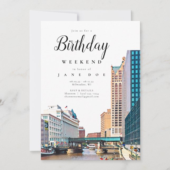 Milwaukee Skyline Anniversaire Weekend Invitation (Devant)