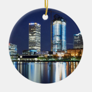 Milwaukee Skyline at Night Ceramic Ornament