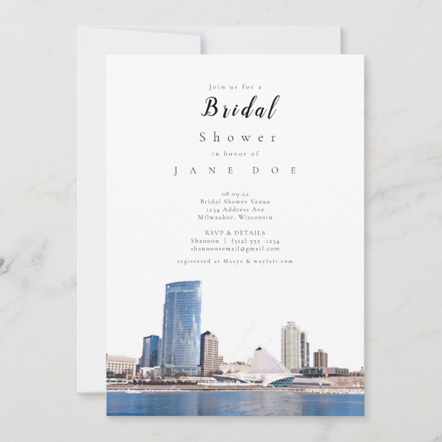 Milwaukee Skyline Bridal Shower Invitation (Front)