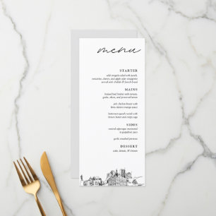Milwaukee Skyline Menu du dîner Mariage moderne