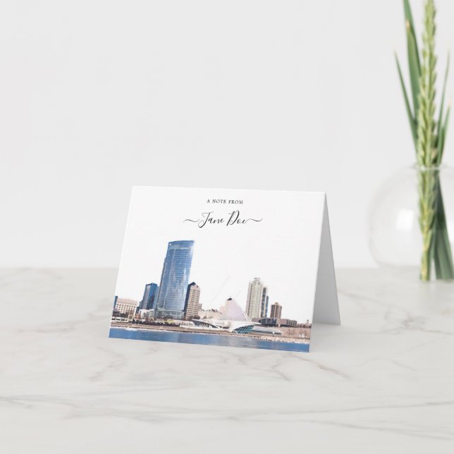 Milwaukee Skyline Personalized Note Card (Front)