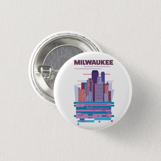 Milwaukee Travel poster 1 Inch Round Button (Front & Back)