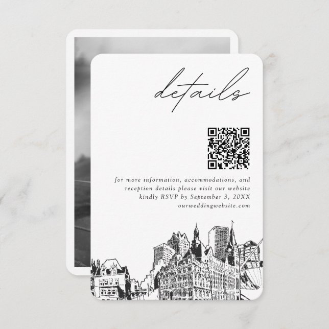 Milwaukee Wedding Modern Details QR Code Enclosure Card (Front/Back)