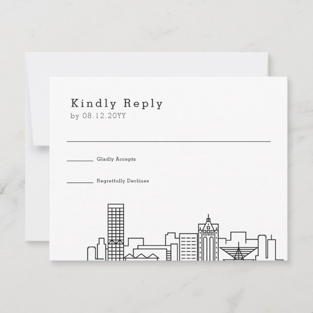 Milwaukee Wedding | Stylized Skyline RSVP Card (Front)