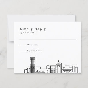 Milwaukee Wedding   Stylized Skyline RSVP Card