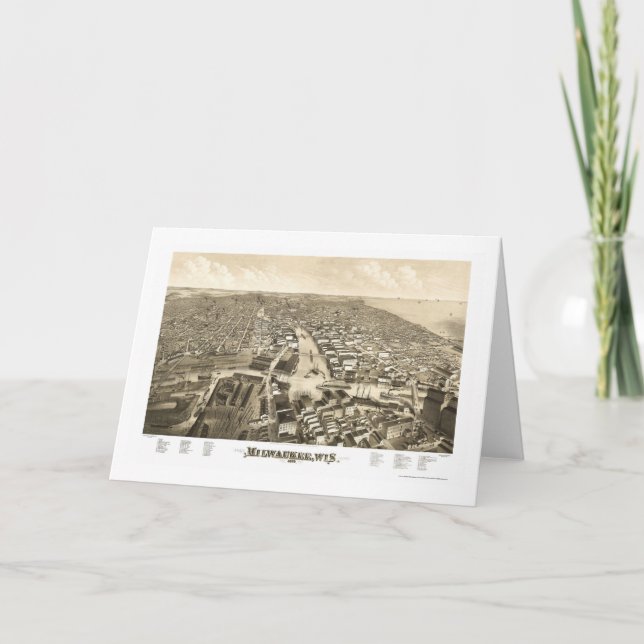 Milwaukee, WI Panoramic Map - 1879 Card (Front)