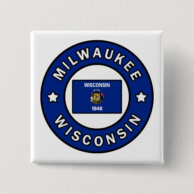 Milwaukee Wisconsin 2 Inch Square Button (Front)