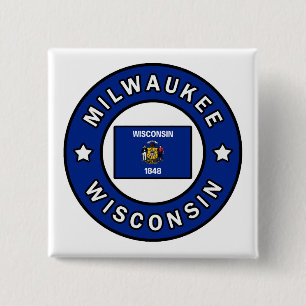 Milwaukee Wisconsin 2 Inch Square Button