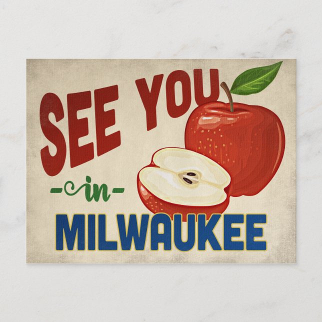 Milwaukee Wisconsin Apple - Vintage Travel Postcard (Front)