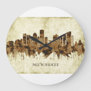 Milwaukee Wisconsin Cityscape Large Clock