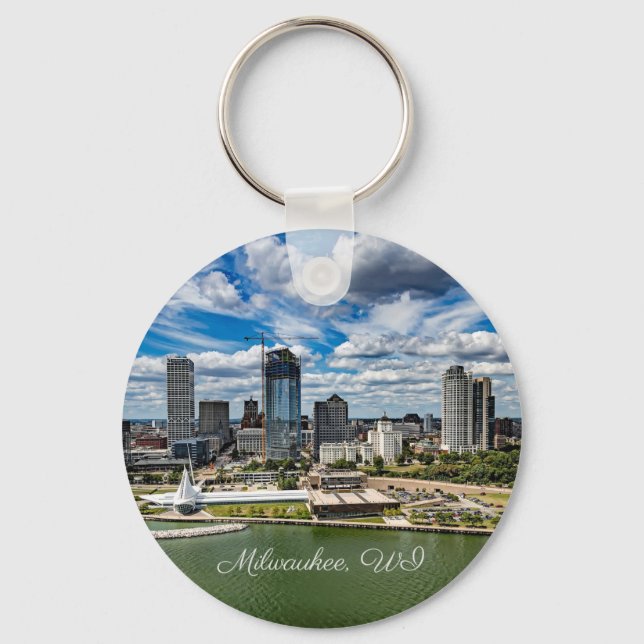 Milwaukee, Wisconsin cityscape photograph, Keychain (Front)