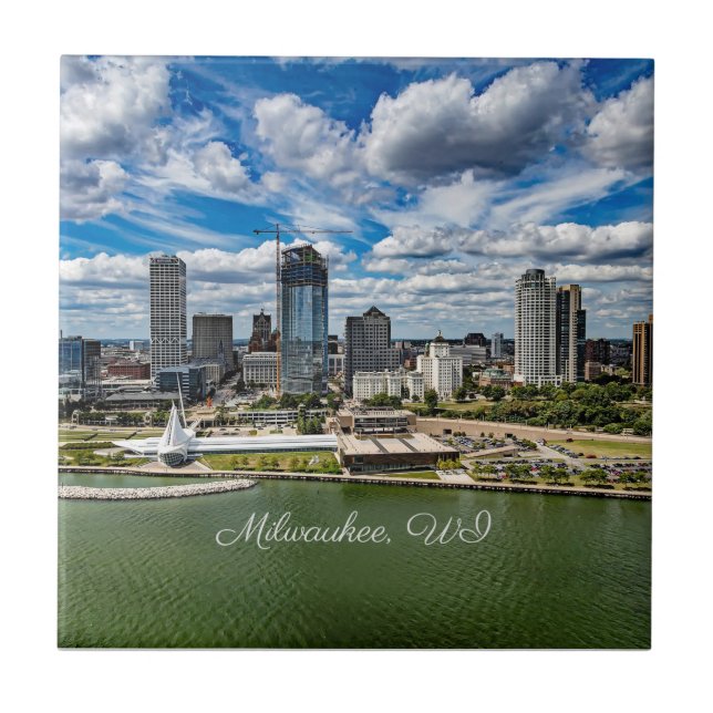 Milwaukee, Wisconsin cityscape photograph, Tile (Front)