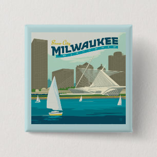 Milwaukee Wisconsin Harbour Brew City 2 Inch Square Button