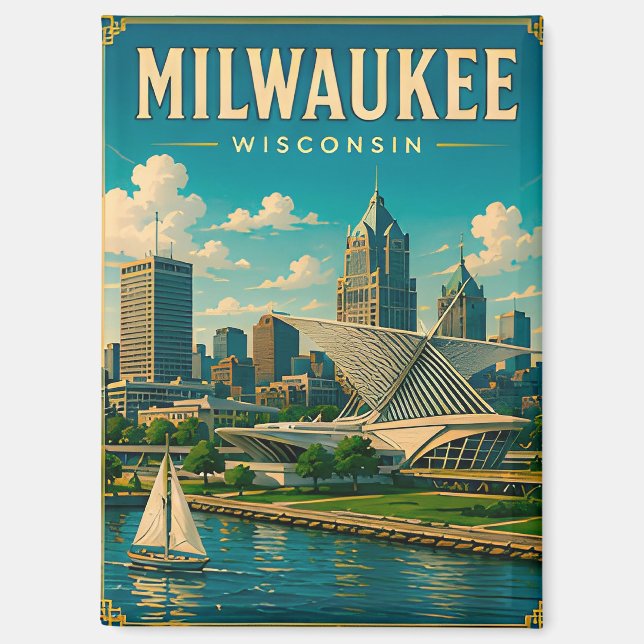 ⛵ Milwaukee Wisconsin Lakefront Skyline Magnet (Front)