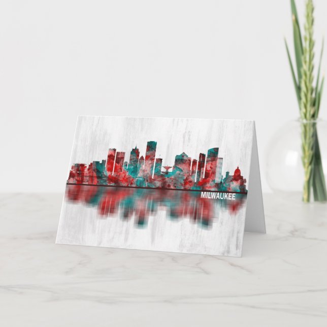 Milwaukee Wisconsin skyline Holiday Card (Front)