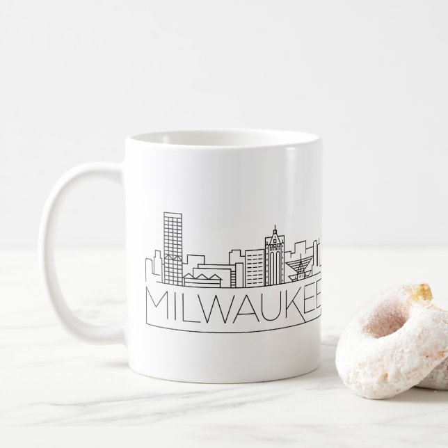 Milwaukee, Wisconsin Stylized Skyline Coffee Mug (With Donut)