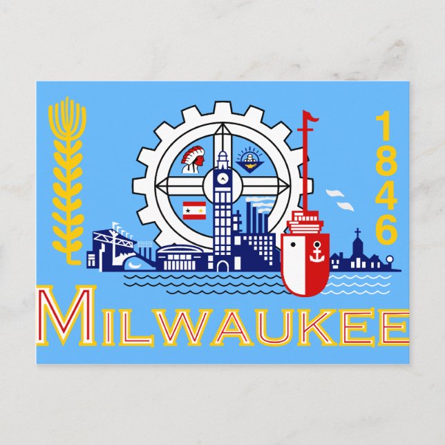 Milwaukee, Wisconsin, United States flag Postcard (Front)