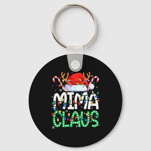 Mima Claus Christmas Lights Pajama Family Matching Keychain (Front)