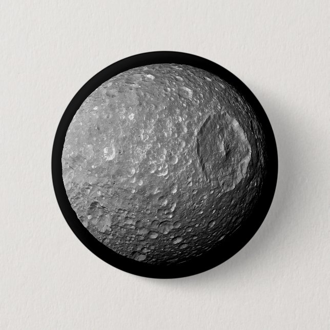 Mimas the Moon of Saturn from Cassini Spacecraft 2 Inch Round Button (Front)