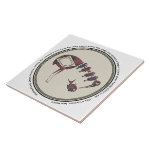 Mimbres Pottery Design Crane Eating Fish Tile
