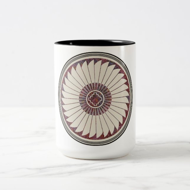 Mimbres Pottery Design Two-Tone Coffee Mug (Center)