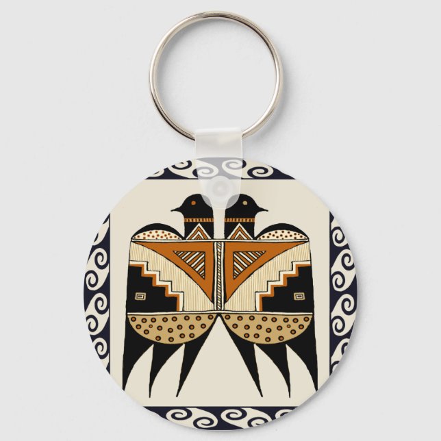 Mimbres Twin Birds Keychain (Front)