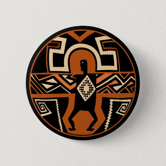 Mimbres Warrior 2 Inch Round Button (Front)