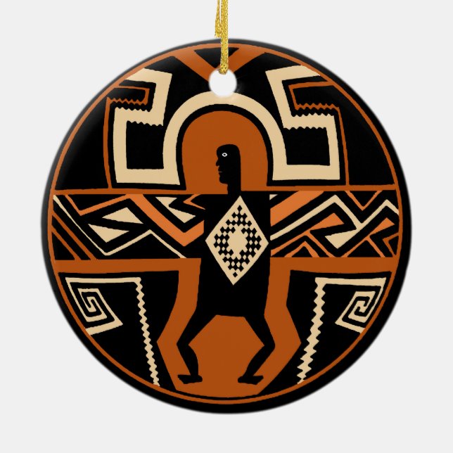 Mimbres Warrior Ceramic Ornament (Back)