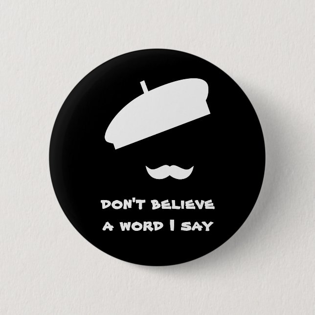 Mime Pantomime Silent Black 2 Inch Round Button (Front)